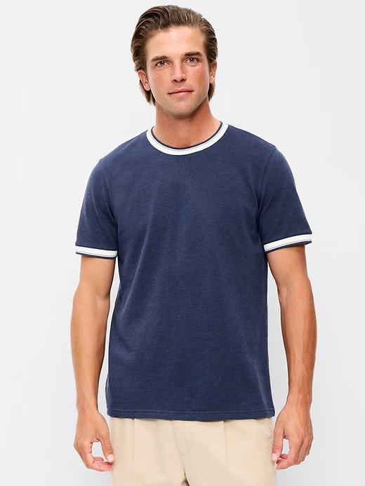 OLD NAVY Men's Crew Neck Trim Ringer Pique T-Shirt Tee NWT, Many colors & Sizes