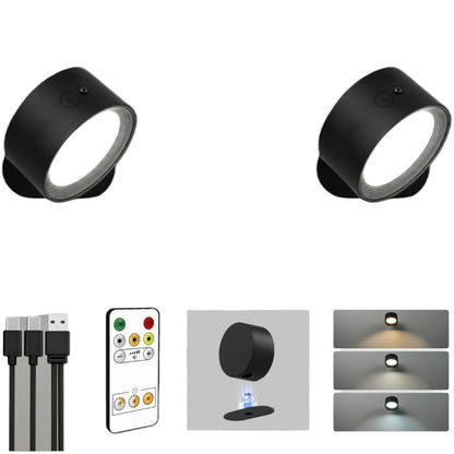 Rechargeable Wall Sconces with Remote, Magnetic Wall Lights, Black, 3 Color Temp