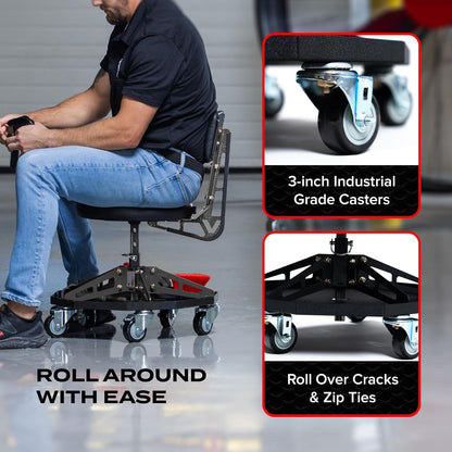 Vyper Robust Steel Sport Shop Chair for Mechanics, Automotive, DIY - 300 lb C...