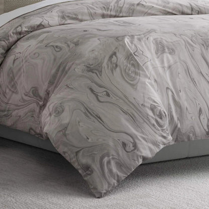 Vera Wang Marbled Cotton Grey Duvet Cover