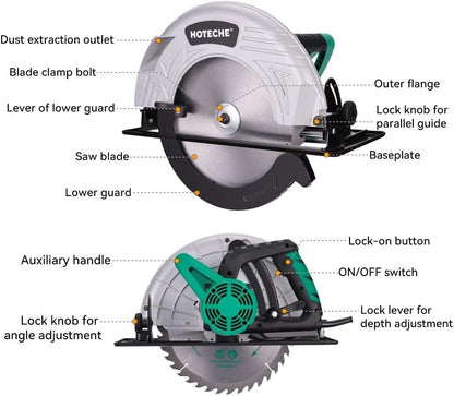 Hoteche Circular Saw 4-HP Compact Portable Table Saw with Saw Blade 10 & 12 inch