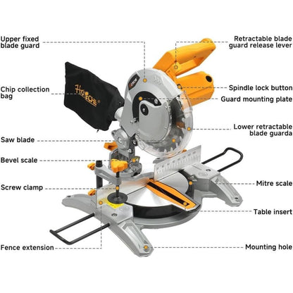 8-1/4 inch Compound Miter Saw, 2-in-1 Miter/Table Saw with Precision Laser Align