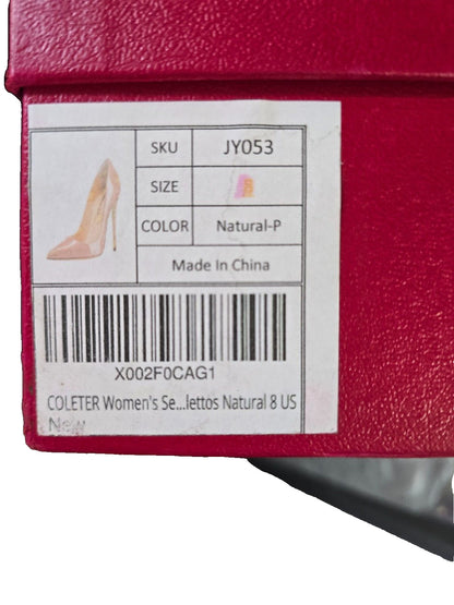 COLETER Women's Sexy Pointed Toe High Heels Patent Leather Pumps, Size 8