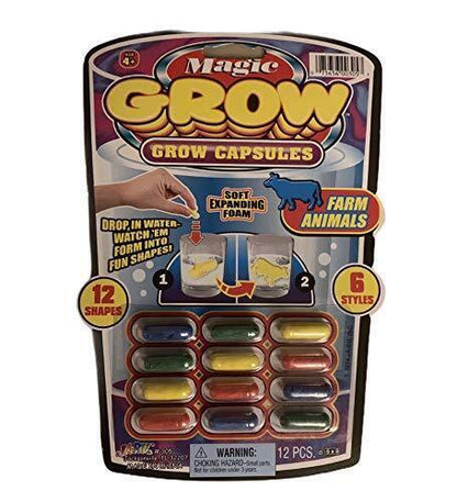 Ja-Ru Magic Grow Capsules, (1 Packs 12 Capsules Assorted). Water Growing Animal
