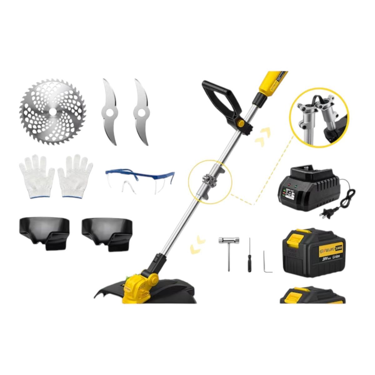 GEVEELIFE Brushless Electric Weed Wacker String Trimmer Weed Eater and Edger 15"