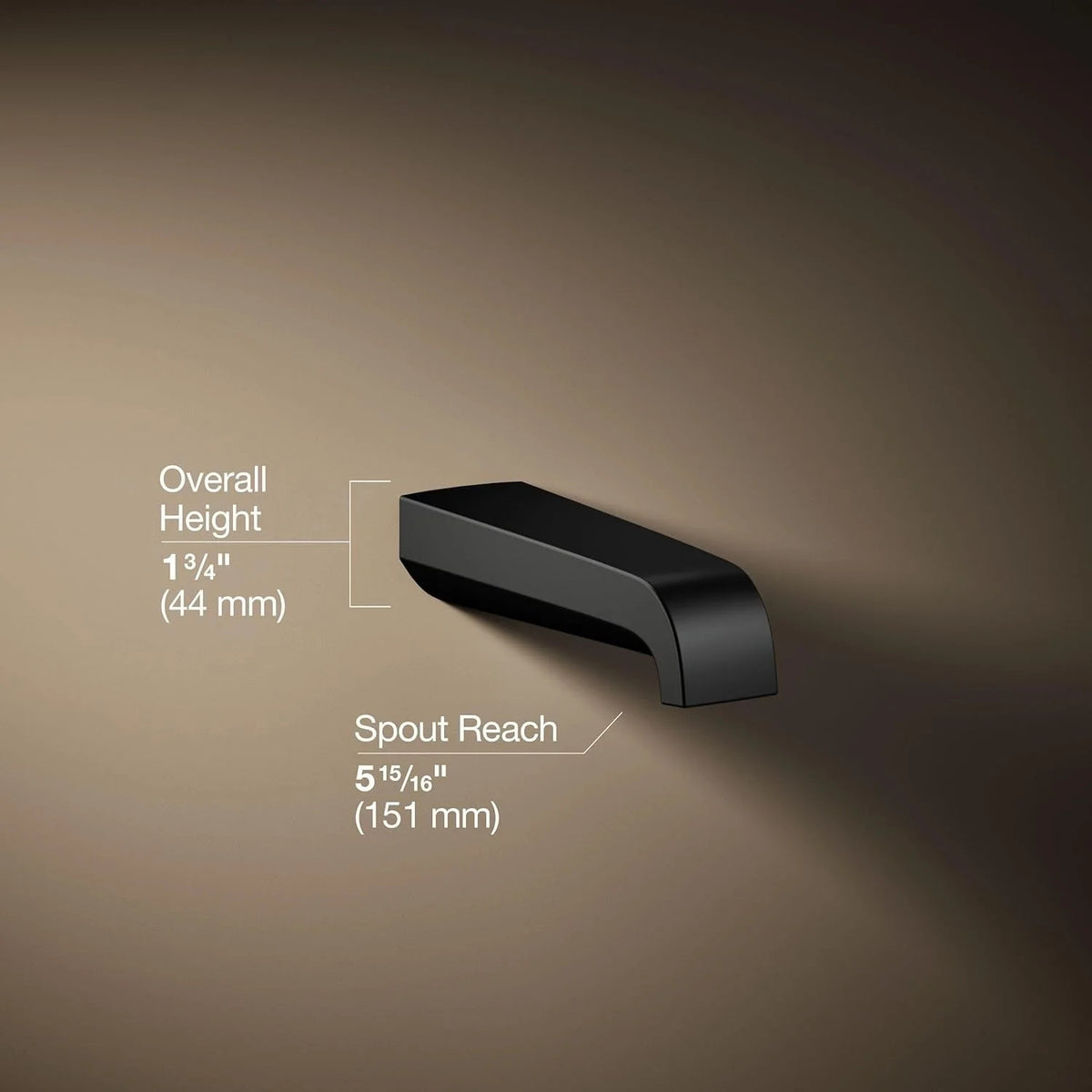 Kohler 30105-BL Pitch Wall-Mount Non-Diverter Bath Spout, Matte Black