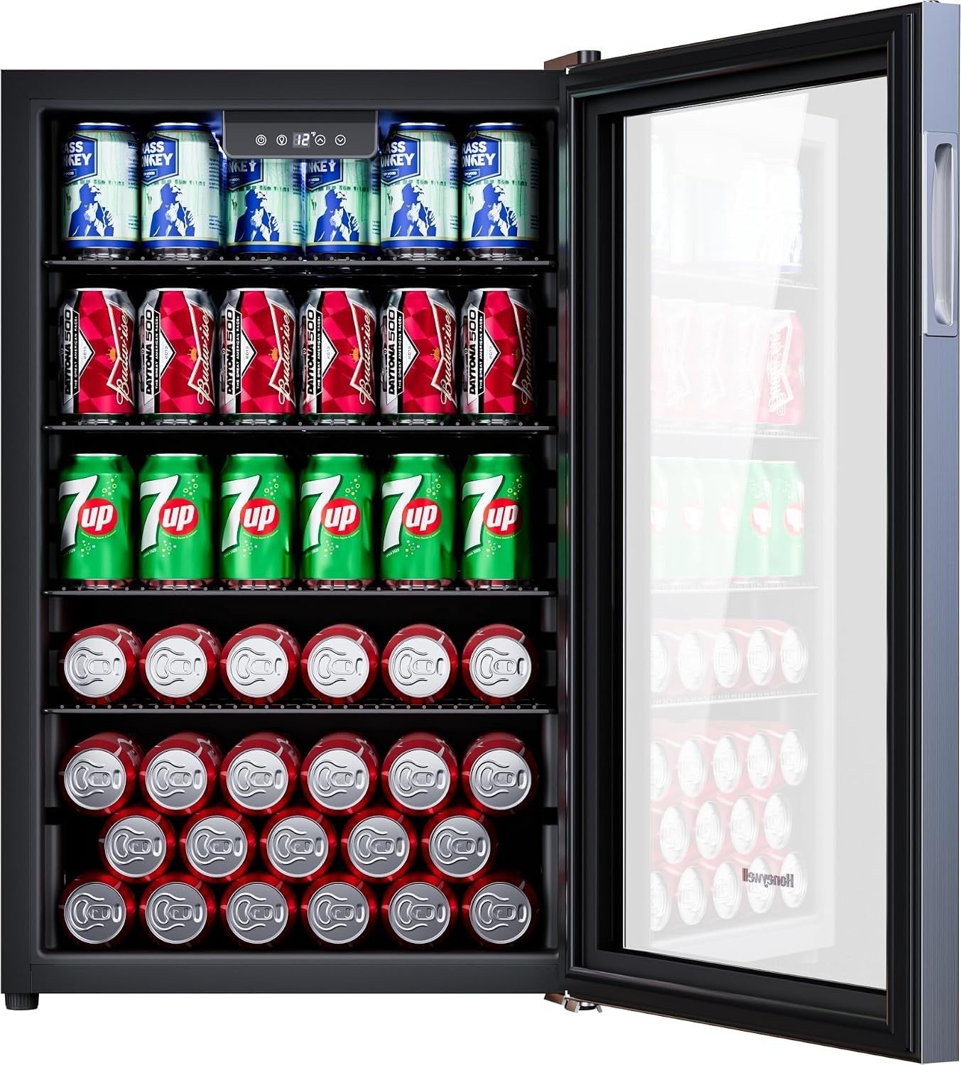 Honeywell Beverage Refrigerator and Cooler, 142 Can Mini Fridge with Glass Door