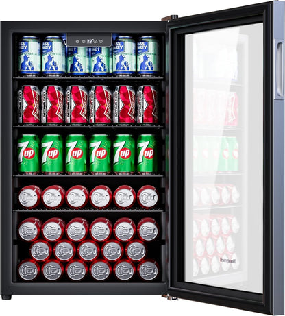 Honeywell Beverage Refrigerator and Cooler, 142 Can Mini Fridge with Glass Door
