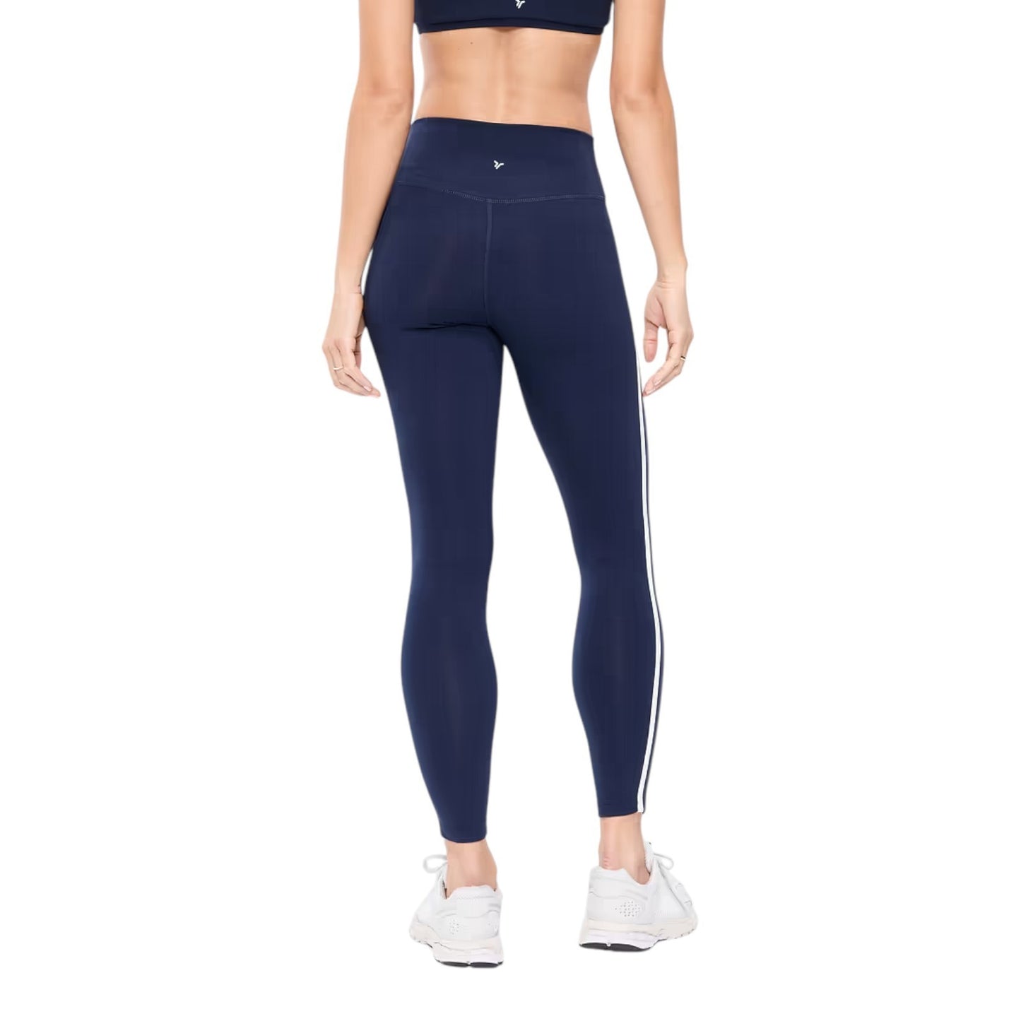Old Navy High-Waisted PowerChill Side-Striped 7/8 Leggings, Navy, Size S - XL