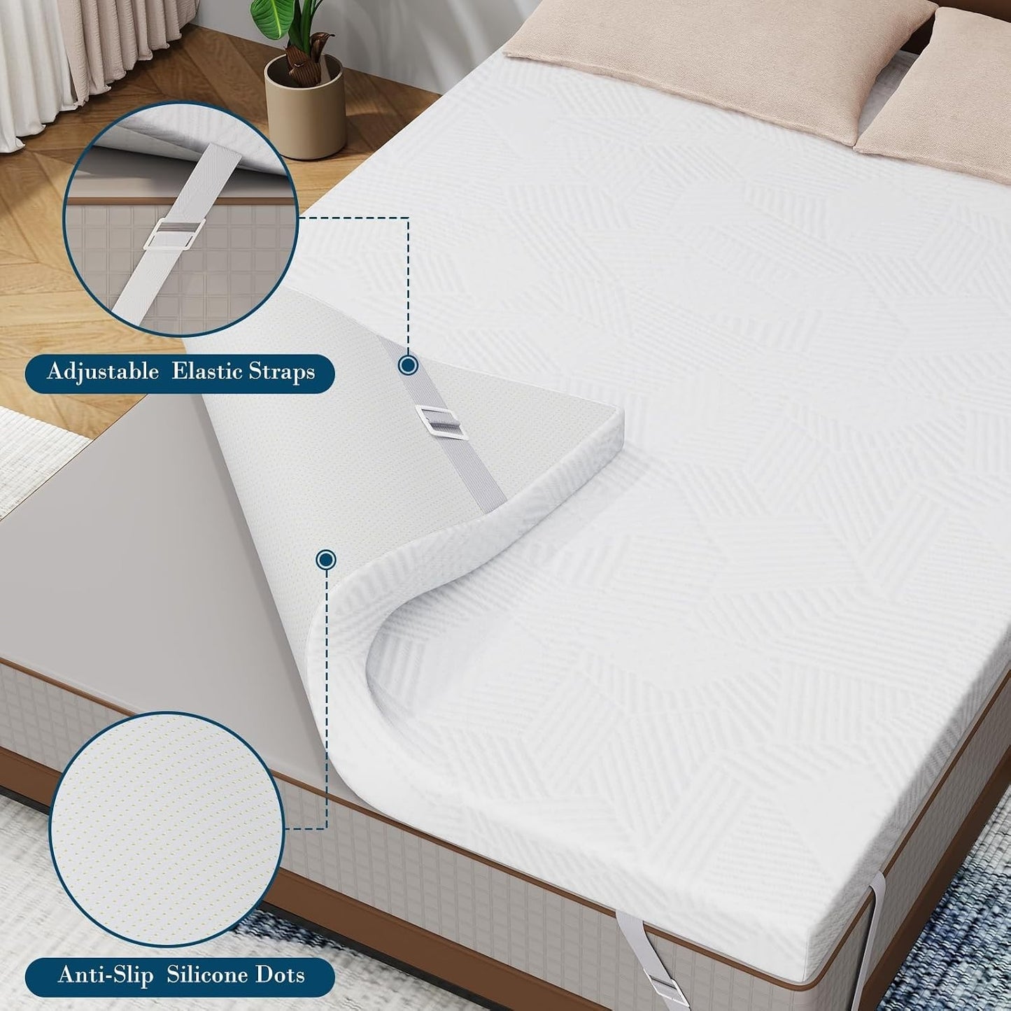 Joyride Sleeep 3 Inch Queen Size Memory Foam Mattress Topper, Cooling Bed Topper