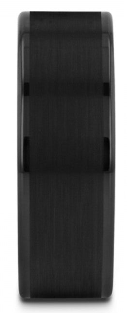 8mm Flat Black Tungsten Band with Brushed Center & Polished Edges