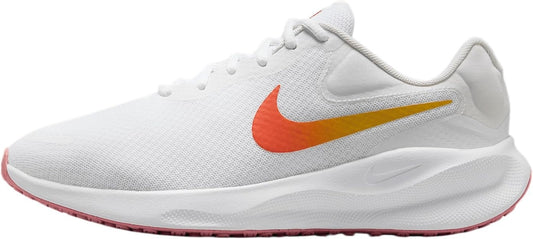 Women's Nike Revolution 7 Wide Road Running Shoes (FZ6829-100) White/Magic Ember