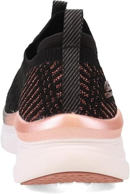 Skechers Women's D'lux Walker Let It Glow Sneaker - 149366 - Black & Rose Gold