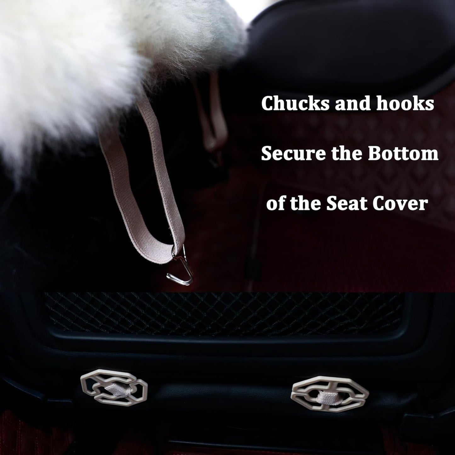 Fluffy Sheepskin Car Seat Cover, Fuzzy Long Wool Front Vehicle Dark Red (1 pack)