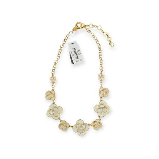 NWT TALBOTS MIXED PETALS STATEMENT NECKLACE IVORY/GOLD