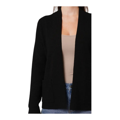 Cyrus Cardigan Womens Black Waffle Knit Open Front Longline Cozy Preppy Soft
