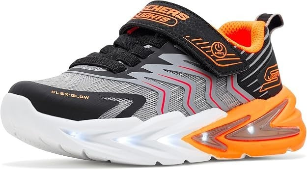 NEW BOYS SKECHERS S LIGHTS FLEX GLOW ULTRA PRISM PACER Black/Charcoal MESH Shoes