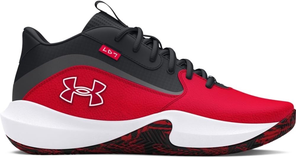 Under Armour UA Lockdown 7 Basketball Shoes Men Size 8 Red Black 3028512-600