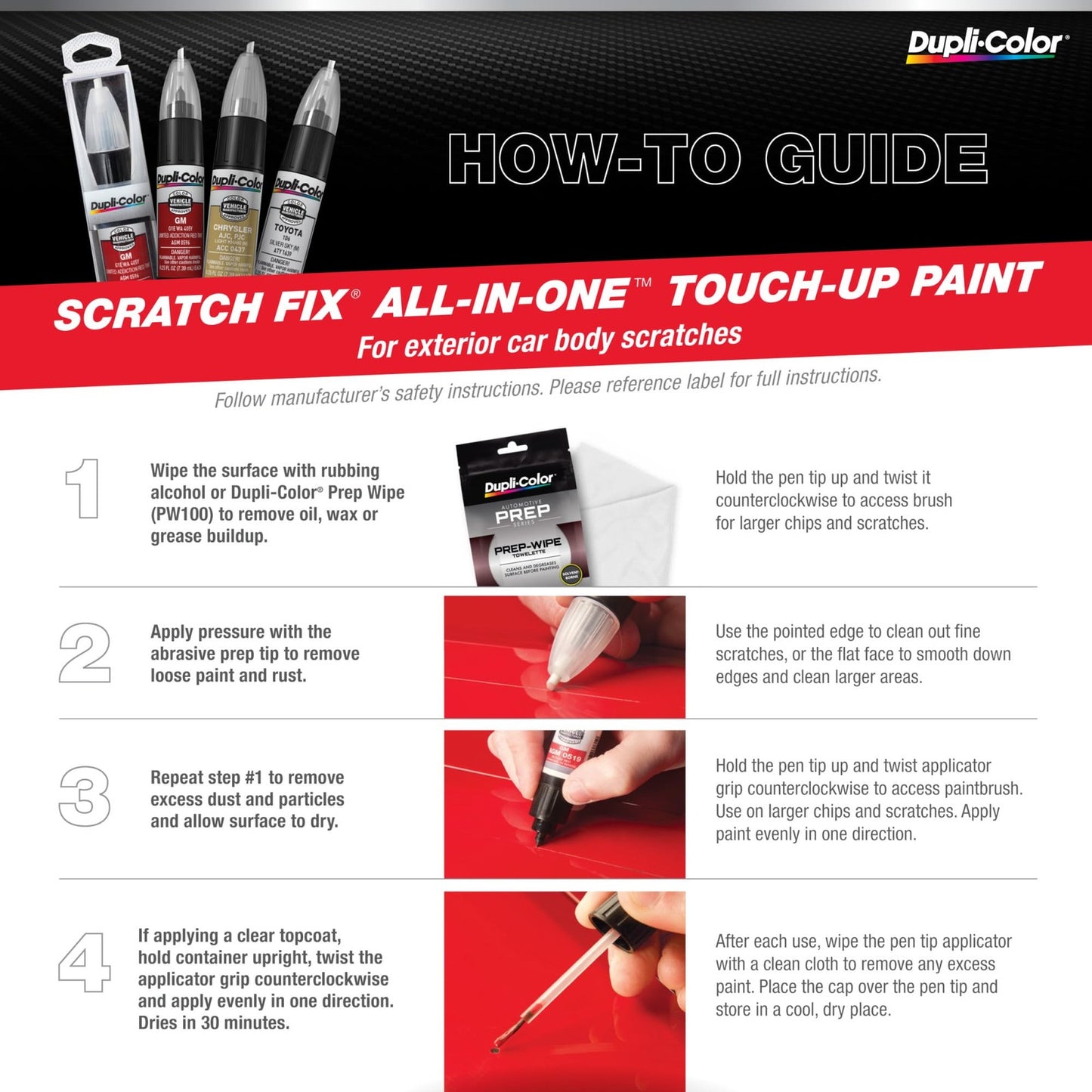 Dupli-Color Scratch Fix All-in-1 Touch Up Paint, Gloss, Bright White, .50 fl. o
