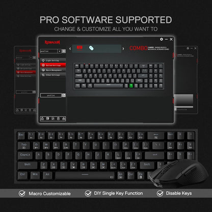 Redragon S136 Gaming Keyboard & Mouse Combo, 75% K628 Tri-Mode Wireless RGB