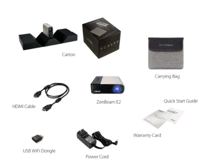 Asus ZenBeam E2 DLP Projector - 16:9 - Ceiling Mountable - Black- Gold