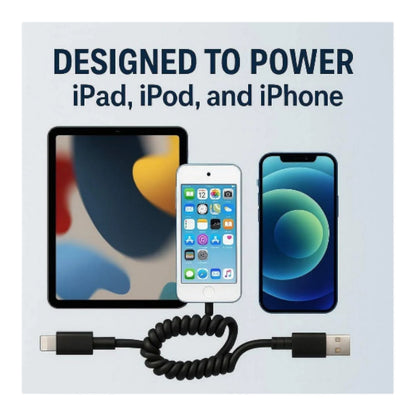 Tech & Go 3 ft Coiled Cable, 131 0359 TG3, USB to ⚡, for iPod, iPhone, iPad