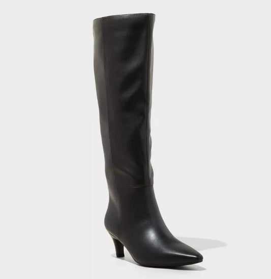 Women's Kendra Kitten Heel Tall Dress Boots with Memory Foam Insole Size 5