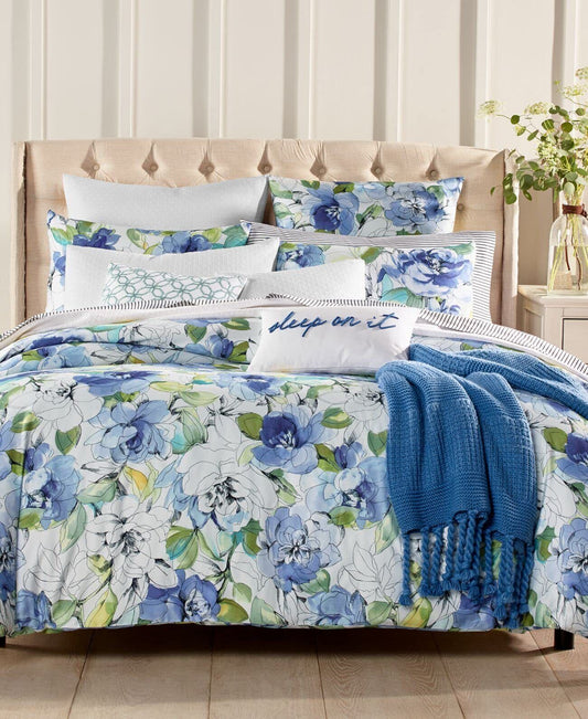Charter Club Damask Collection 'Sketched Floral' Twin Comforter Cover/Duvet Set