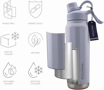 Nautica 25 oz hydration flask Double-Wall Vacuum Insulated bottle Leak Proof