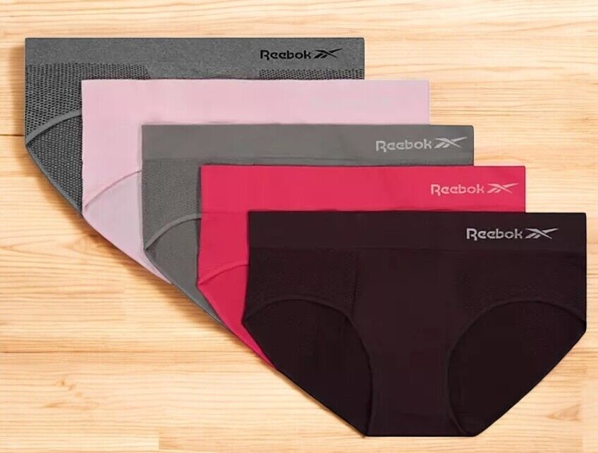 Reebok Women's 5-Pack Seamless Hipsters Gray/Pink/Plum , M(8-10)