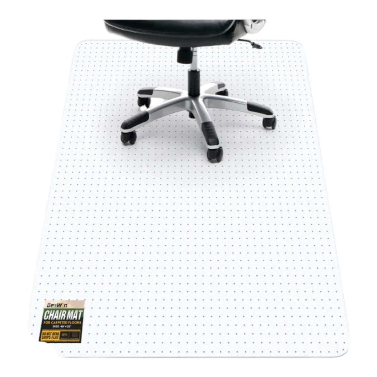 BesWin Office Chair Mat for Carpet 48'' x 36'' Clear Floor Mat For Pets