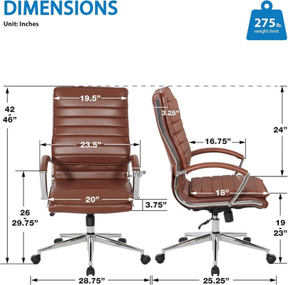 Office Star SPX Professional Ergonomic Ribbed Faux Leather Office Chair High Bac