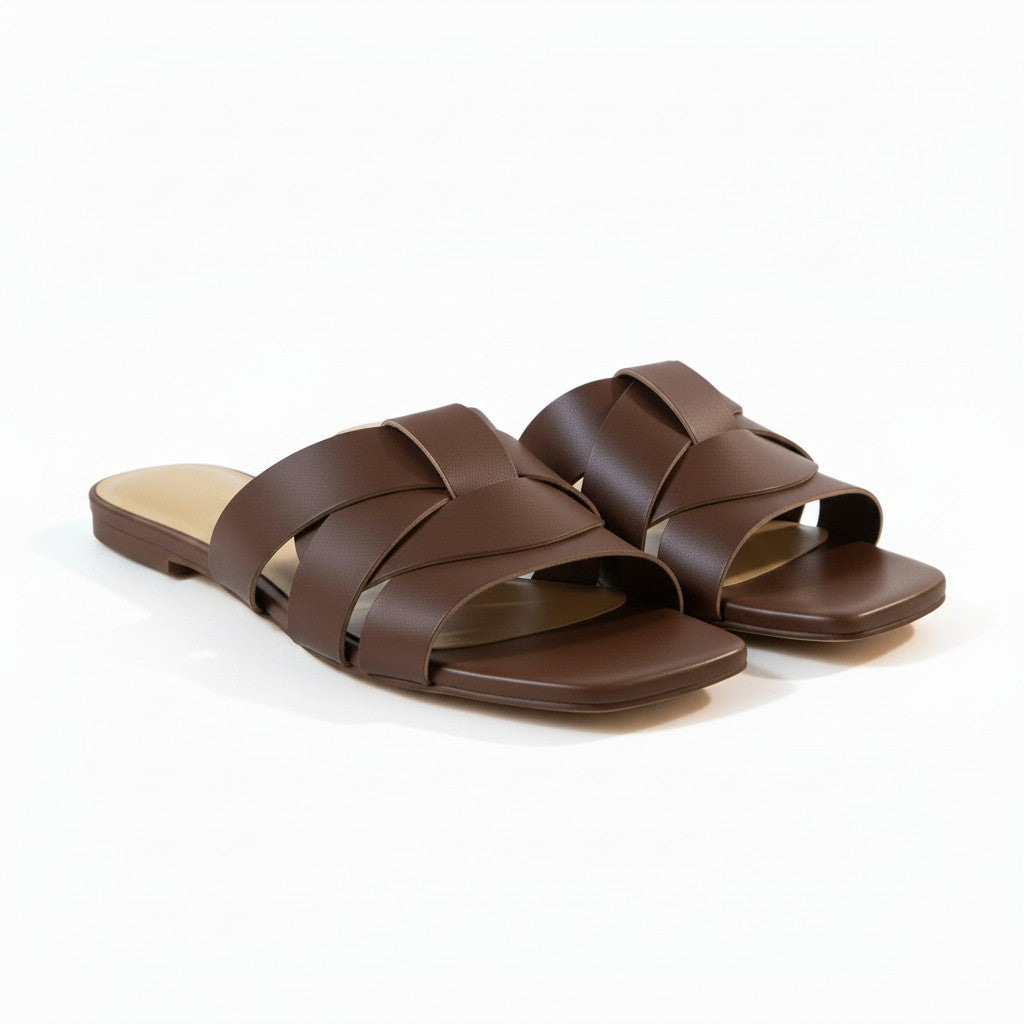 Indigo Rd Woman’s Flyta Flat Sandals New Faux Leather Brown