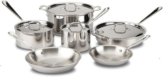New! All-Clad D3 Stainless 3-ply Bonded Cookware Set, 10 piece Set