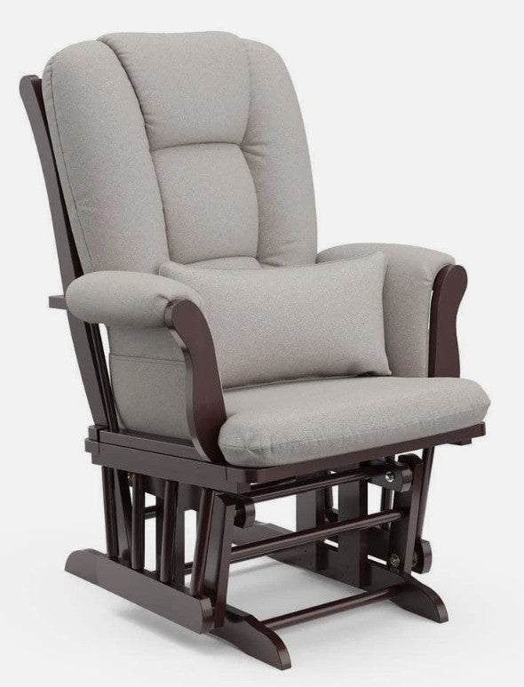 StorkCraft Tuscany Custom Glider and Ottoman in Espresso and Taupe