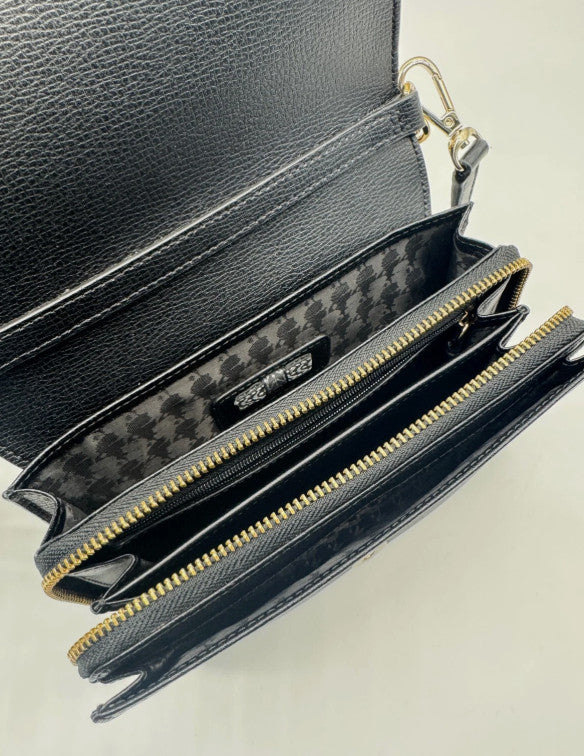 KARL LAGERFELD Paris Lourdes leather chain strap crossbody bag - BLACK