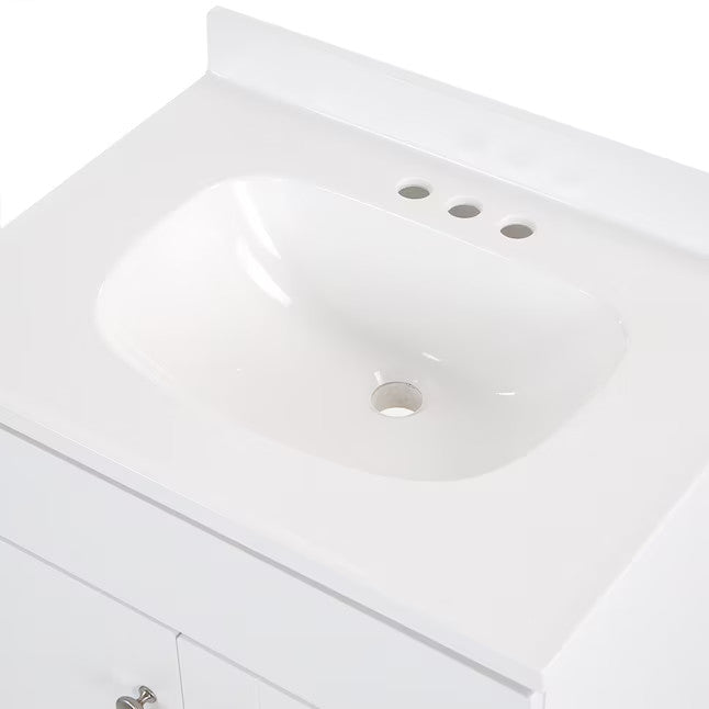 Project Source Dover 24 in White Single Sink Bathroom Vanity with White Top