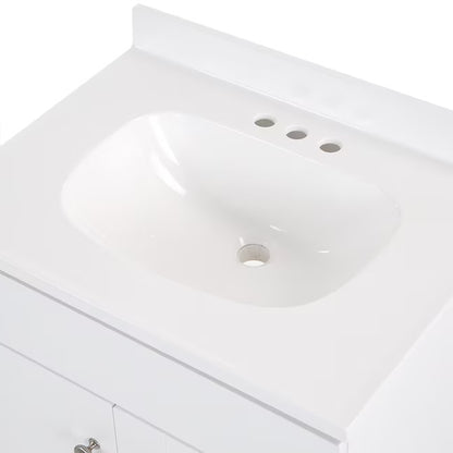 Project Source Dover 24 in White Single Sink Bathroom Vanity with White Top