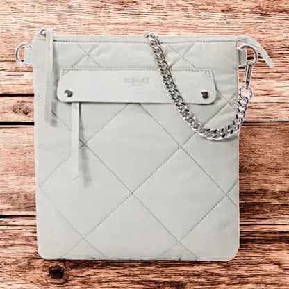 MZ WALLACE Madison Flat Crossbody, Frost - NWT -  Pockets: 6 Inside & 2 Outside