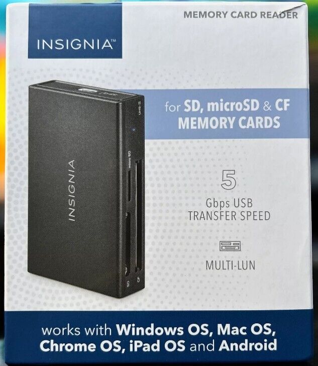 Insignia- USB-C to SD, microSD and CompactFlash Memory Card Reader - Black
