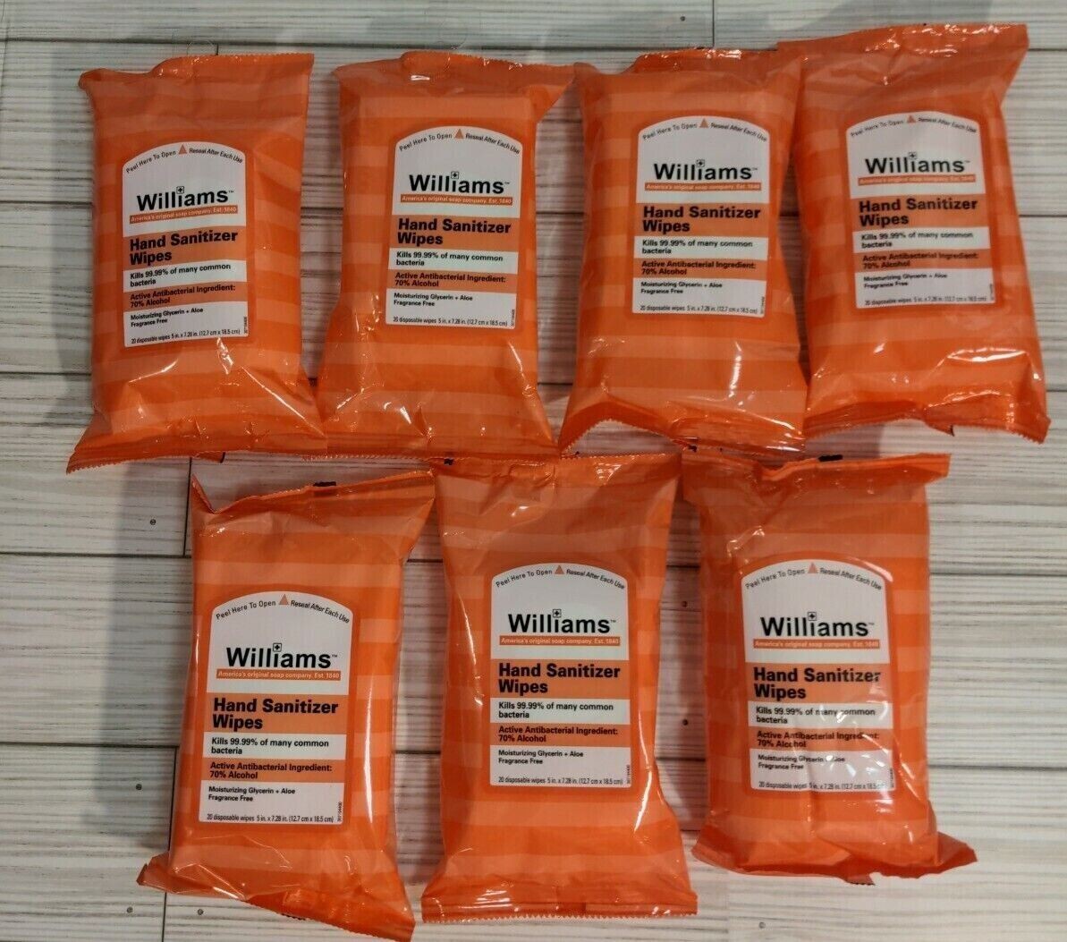 Williams Hand Cleaning Wipes w/ Moisturizer + Aloe - 20pk-lot of 7