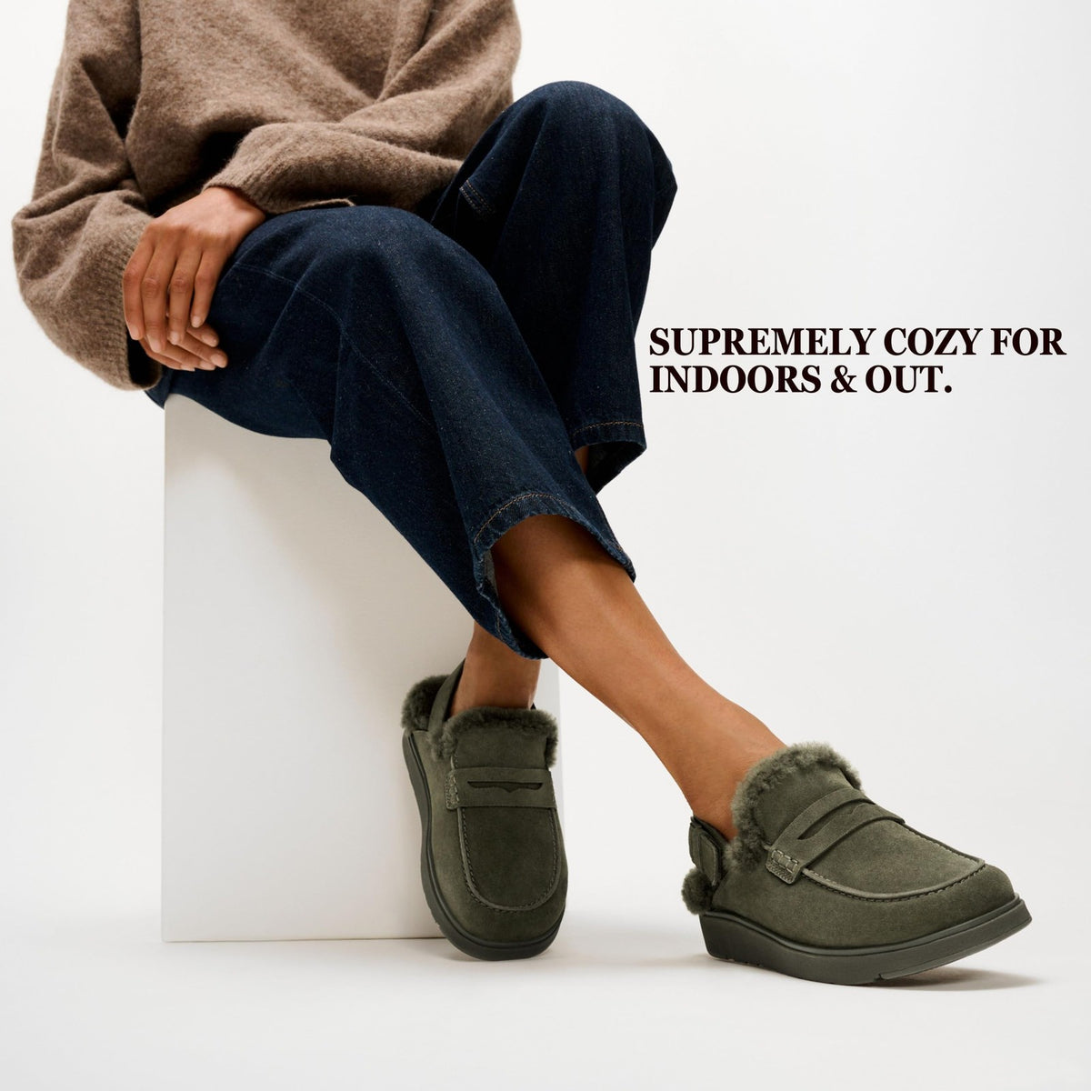 FitFlop Women's Gen-FF Suede Shearling Loafer Back-Strap Mules