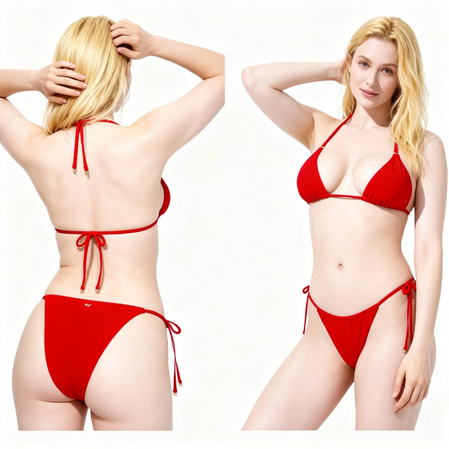 VICTORIA'S SECRET SWIM Side-Tie Itsy String Bikini Bottom, Red Pepper, Dark Chil