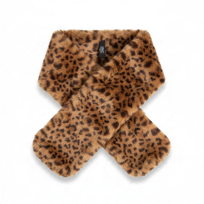 INC International Concepts Womens Faux Fur Pull-Through Scarf Leopard, Brown, Bl