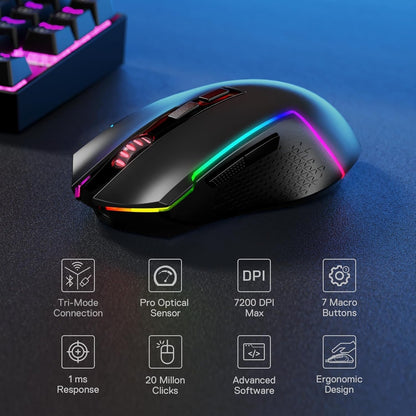 Redragon S136 Gaming Keyboard & Mouse Combo, 75% K628 Tri-Mode Wireless RGB
