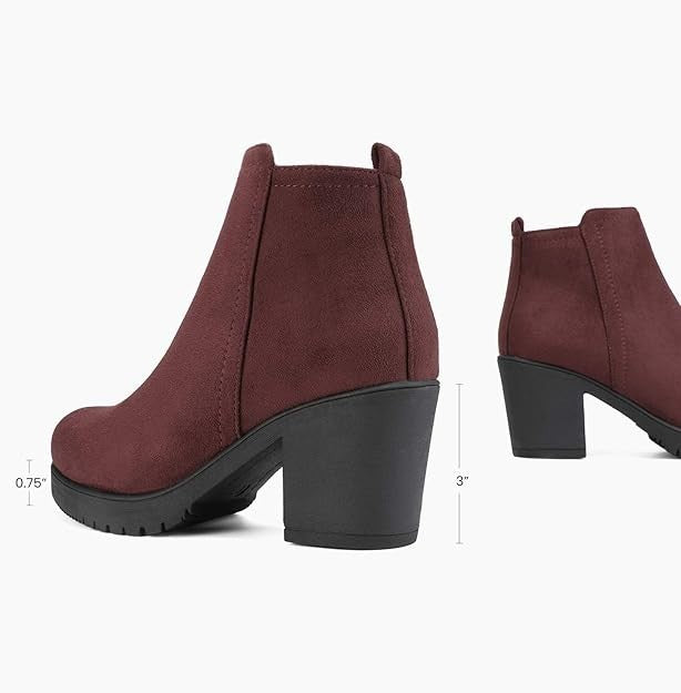DREAM PAIRS Women Booties Block Heel Round Toe Side Zipper Ankle Boots Size 9
