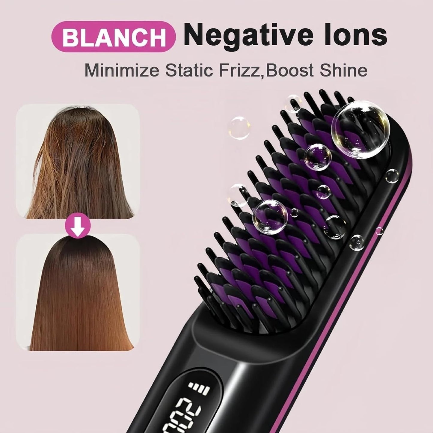 Cordless Hair Straightener Brush for Women, Portable Travel Hair Straightener...