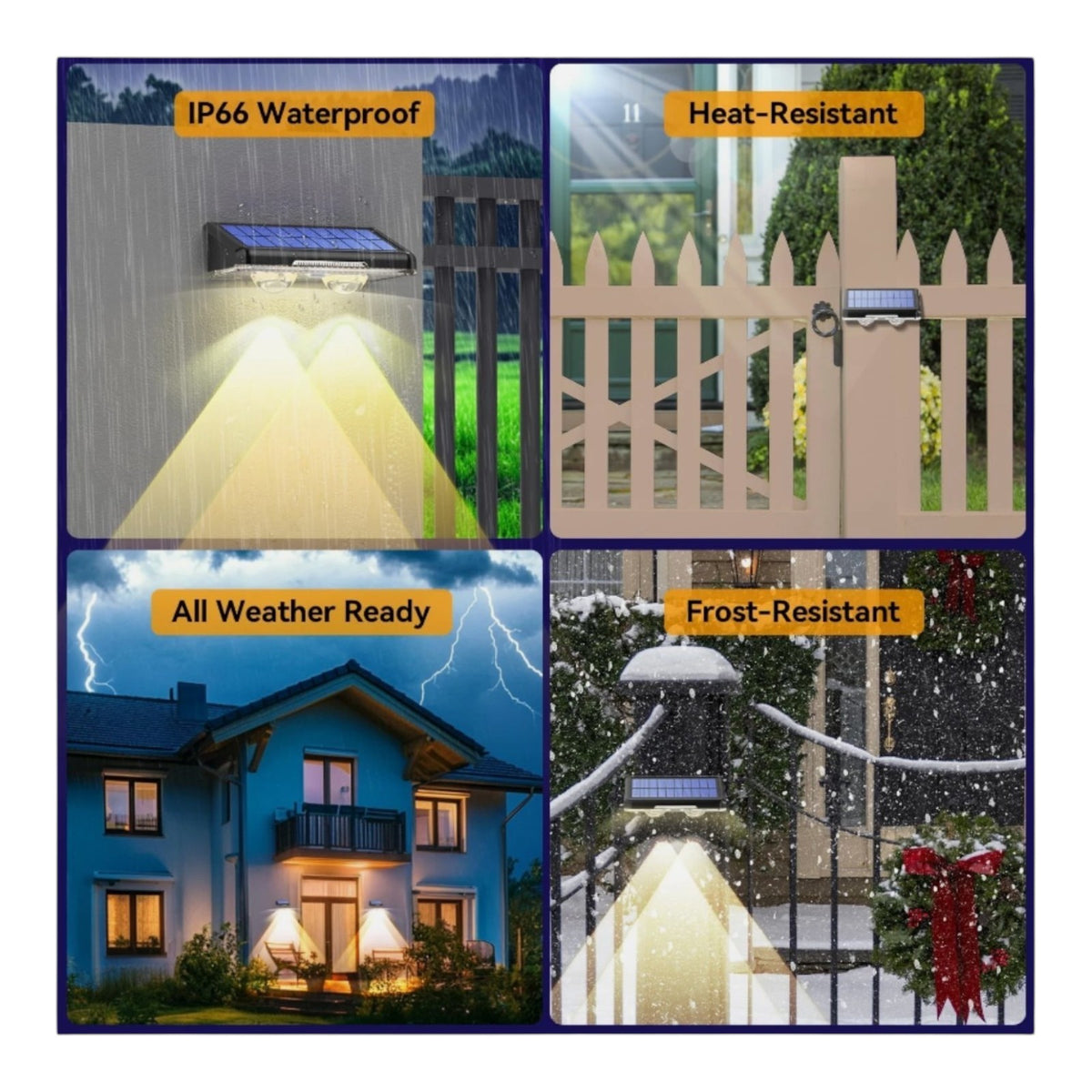 TECKNET Solar Fence Lights Outdoor 12 Pack, 3 Modes 3500K/4500K/6500K, IP66 Wa..