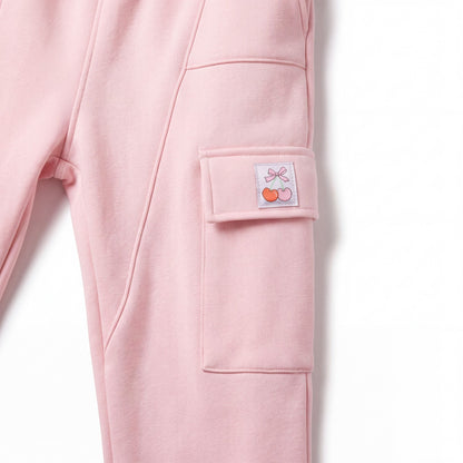 ShoSHo Girls Pink Fleece Cargo Jogger Pants Size 7, 8, 10, 12 Sweatpants
