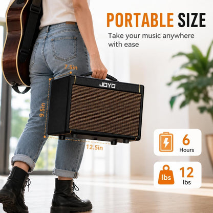 20W Acoustic Guitar Amp Battery-Powered Portable Stereo Amplifier with Blueto...
